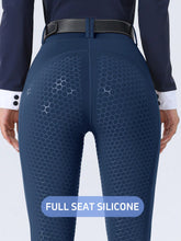 ROYALS MATTINI Women's Dark Blue Equestrian Riding Pants With Pockets, Full Seat Silicone Grip Non-Slip Durable Horse Riding Pants, Suitable For Equestrian Sports